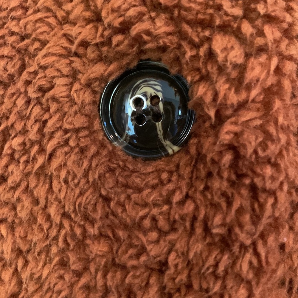 Teddy Bear Button Up Puffy Jacket Rust Color Size… - image 4